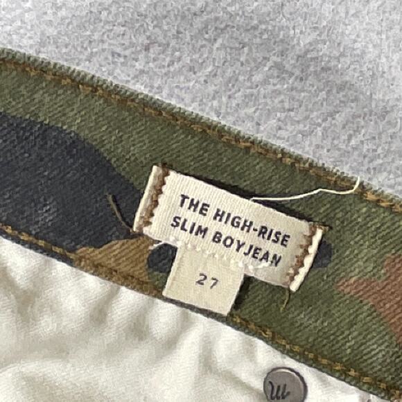 Madewell The High-Rise Slim Boyjean Women 27 Camo Camouflage Print Straight Leg - Picture 8 of 12